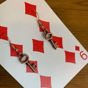 Small Rose Gold Key Earrings